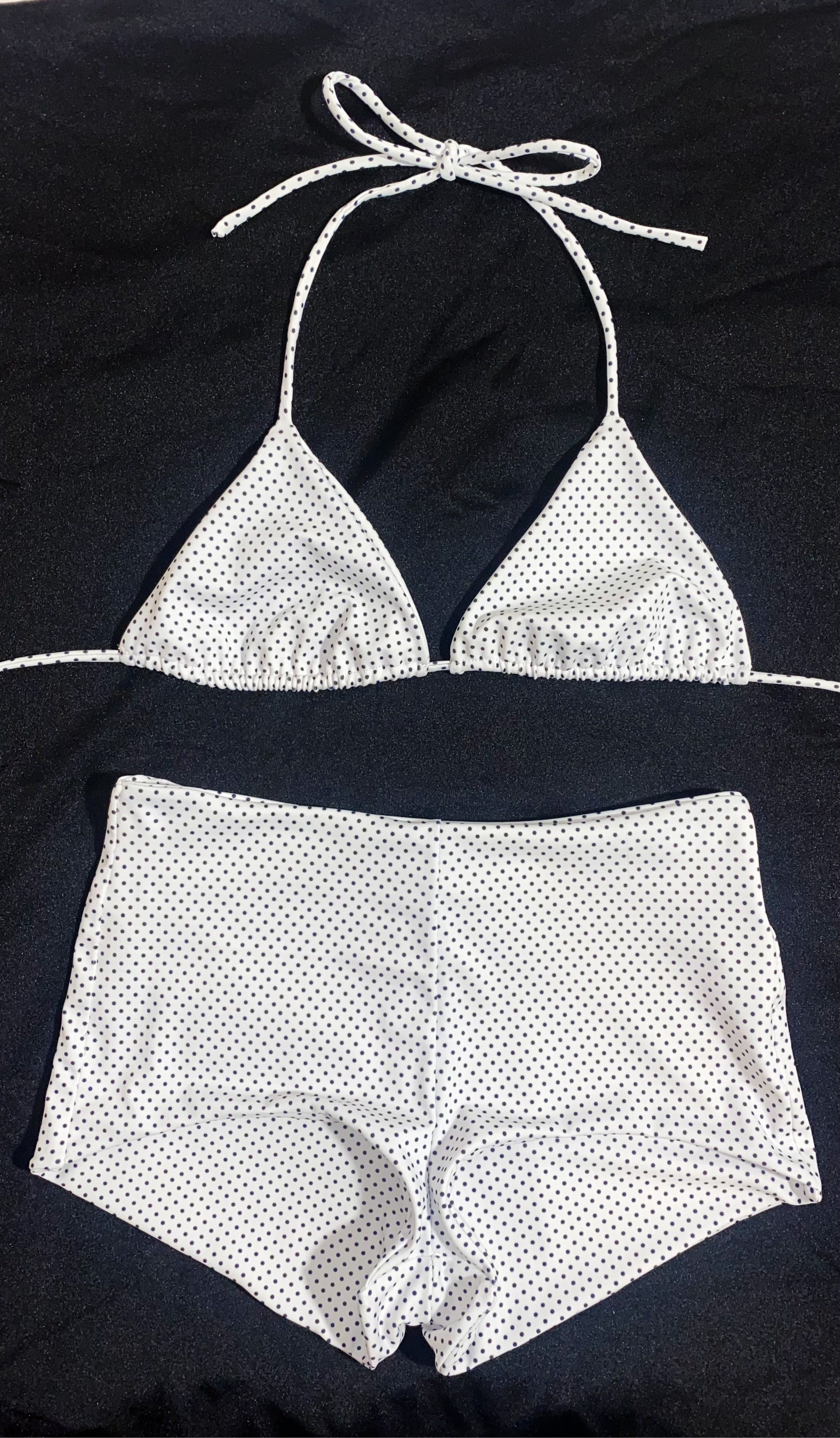 White Polka Dot Swim Shorts