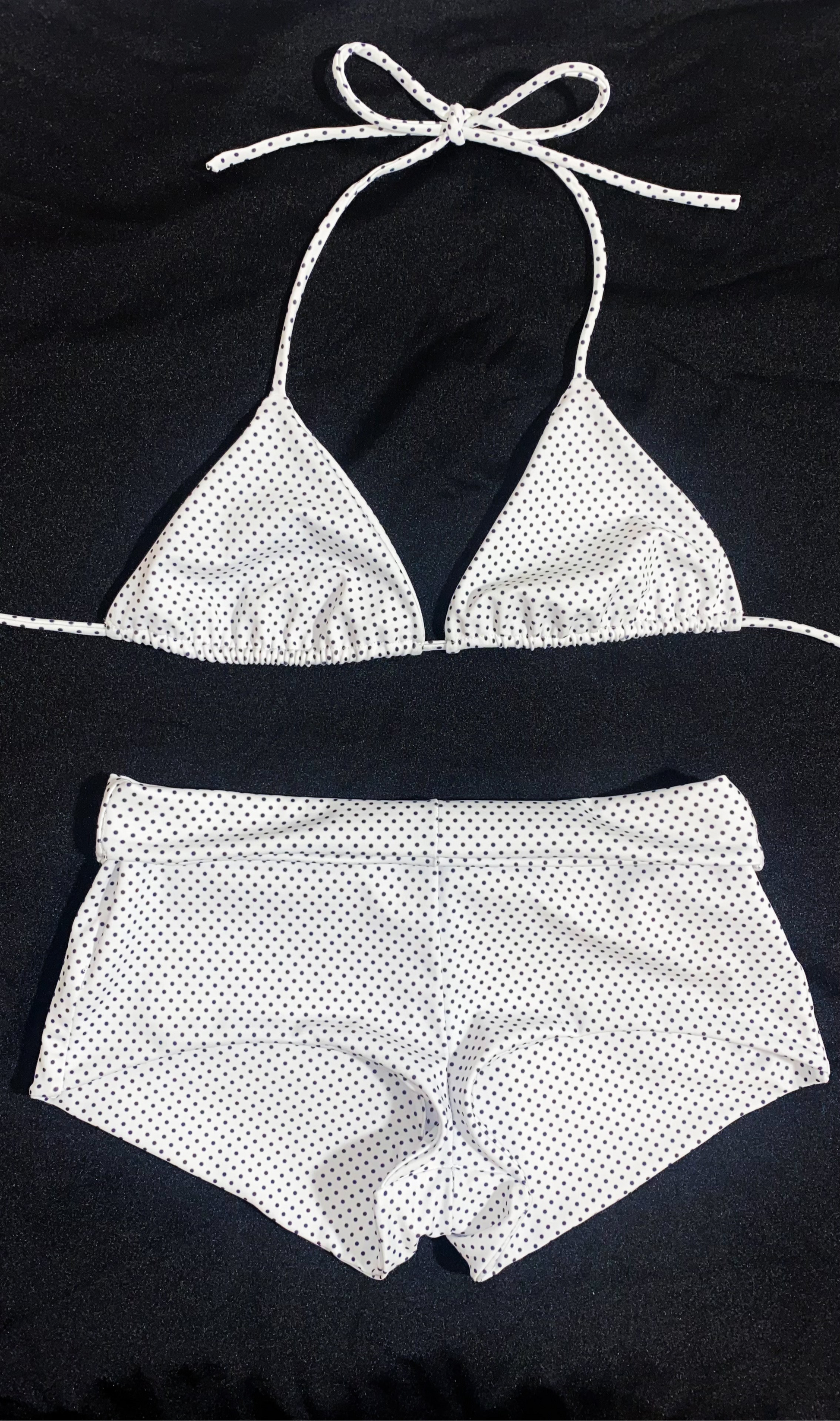 White Polka Dot Bikini Top