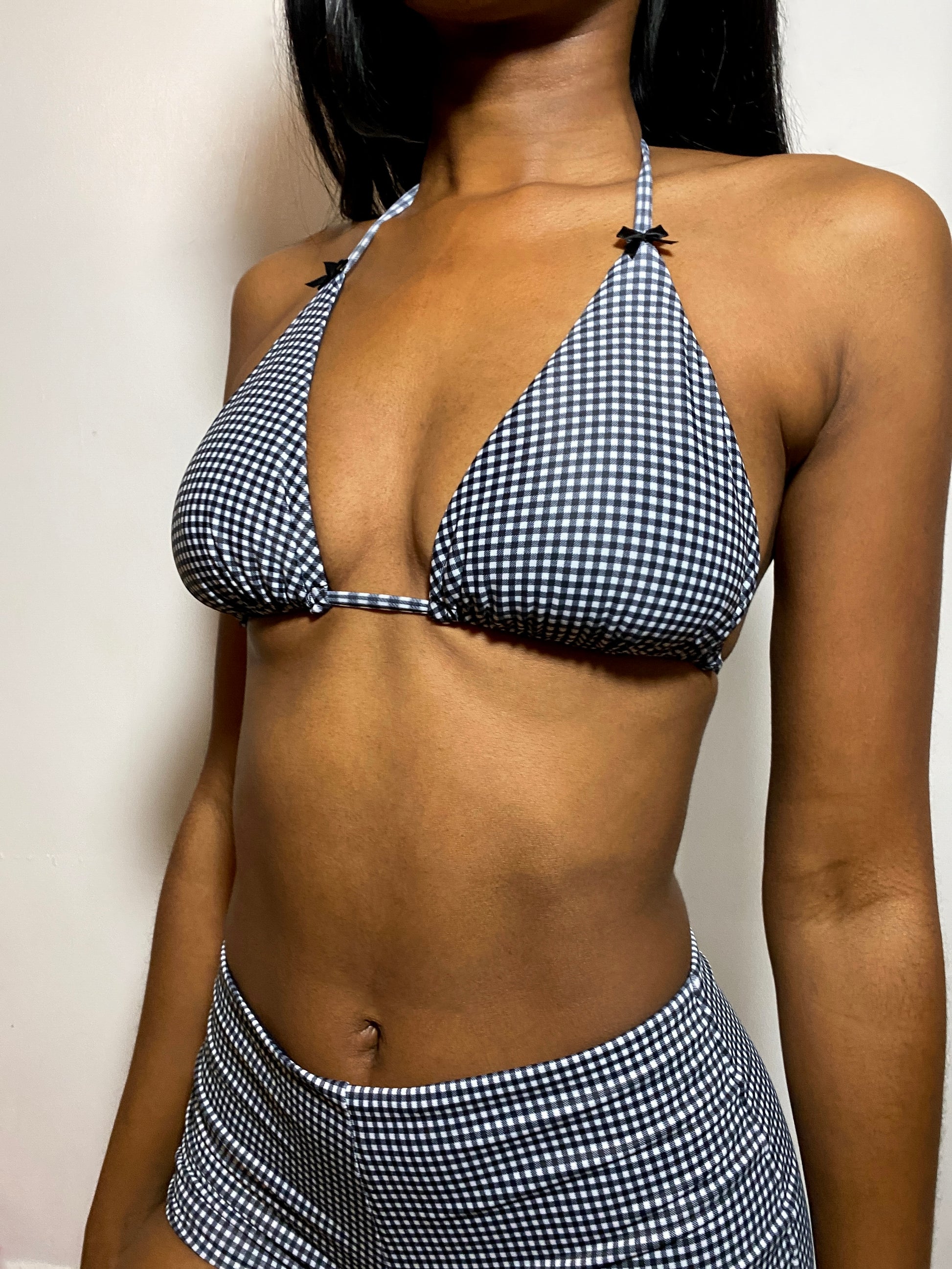 Black Ginham bikini top